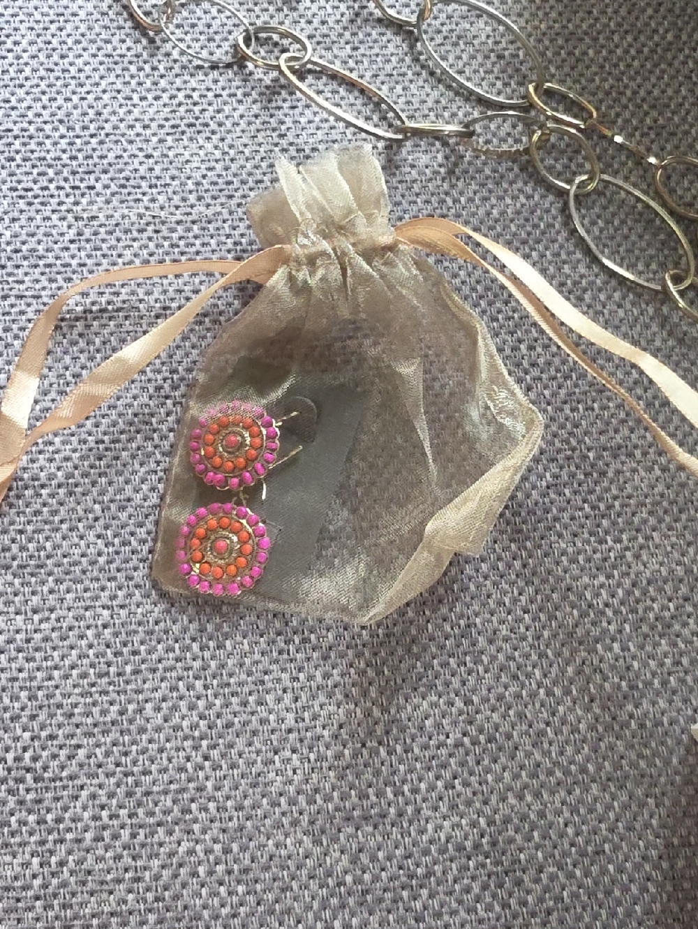 Pink and Orange Beaded Drop Earrings - Women Bags Accessory